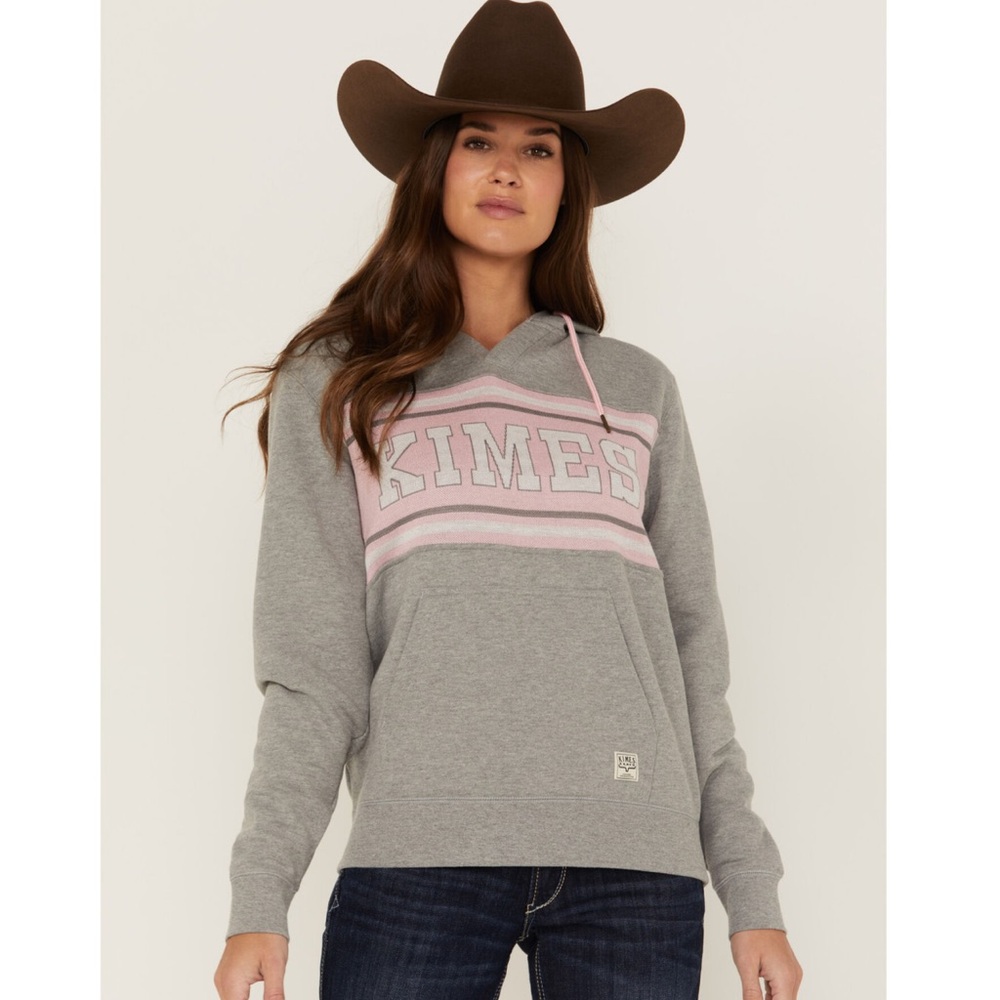 NWT KIMES RANCH WOMEN'S NORTH STAR SWEATSHIRT HOODIE LIGHT GRAY & PINK Xl